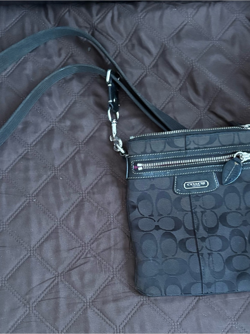 Coach Black Signature Crossbody Messenger Bag